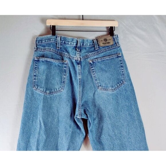 Wrangler Jeans Blue Denim PreOwned 36x32 Relaxed Fit Cotton Western Straight Cut - Picture 7 of 10
